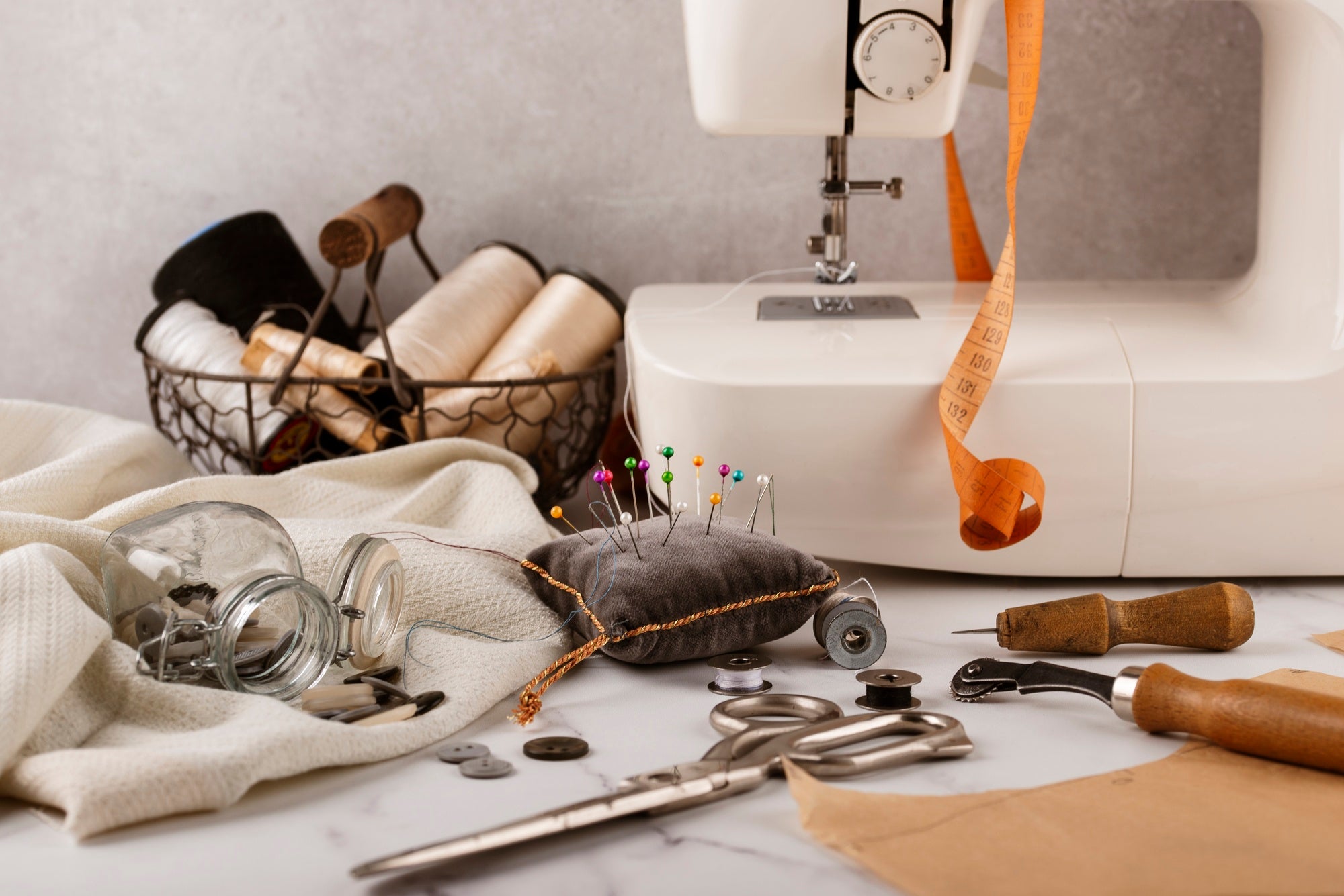 Sewing machine technical repair in progress