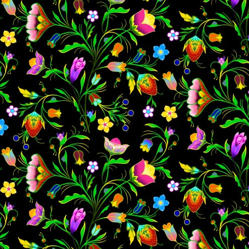 Turtle Island Floral - Black