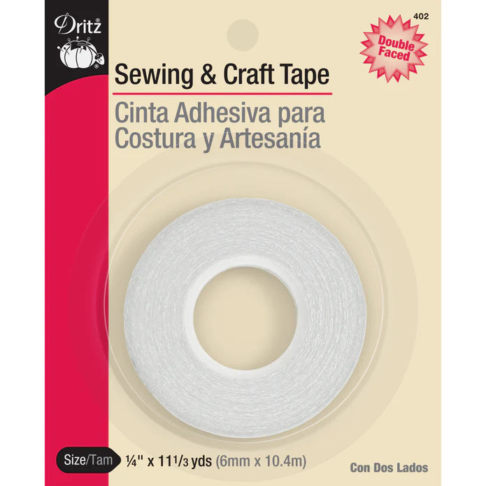 Dritz 1/4" Double Faced Sewing & Craft Tape, White, 11-1/3 yd