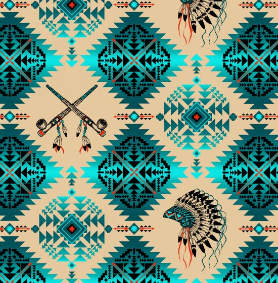 Native Spirit - Headdress & Pipe - Turquoise