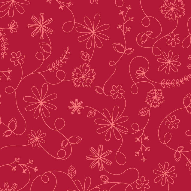 Swirl Floral - Red