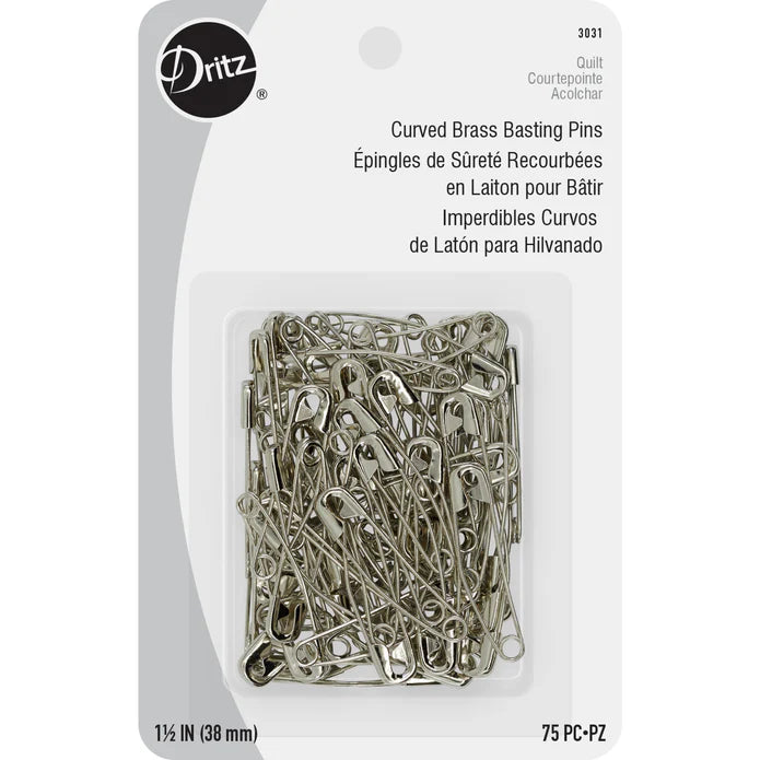 1-1/2" Curved Basting Pins, Nickel, 75 pc