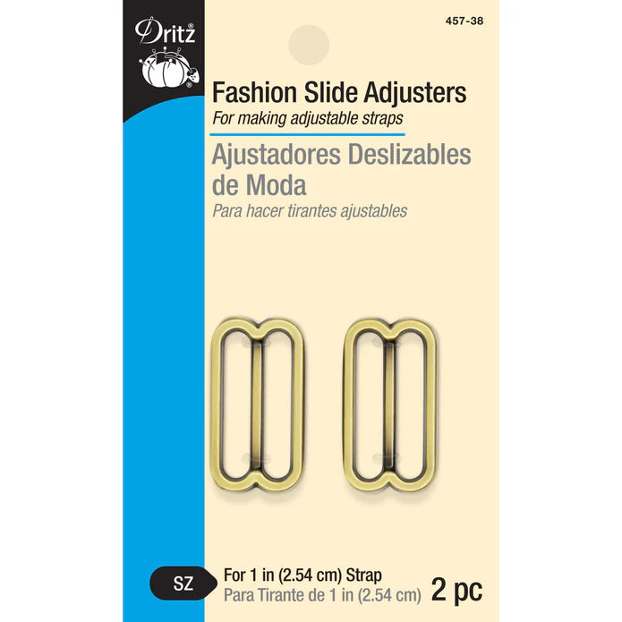 1" Fashion Slide Adjusters, Antique Brass, 2 pc