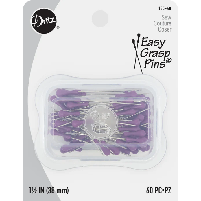 1-1/2" Easy Grasp Pins, Purple, 60 Pieces