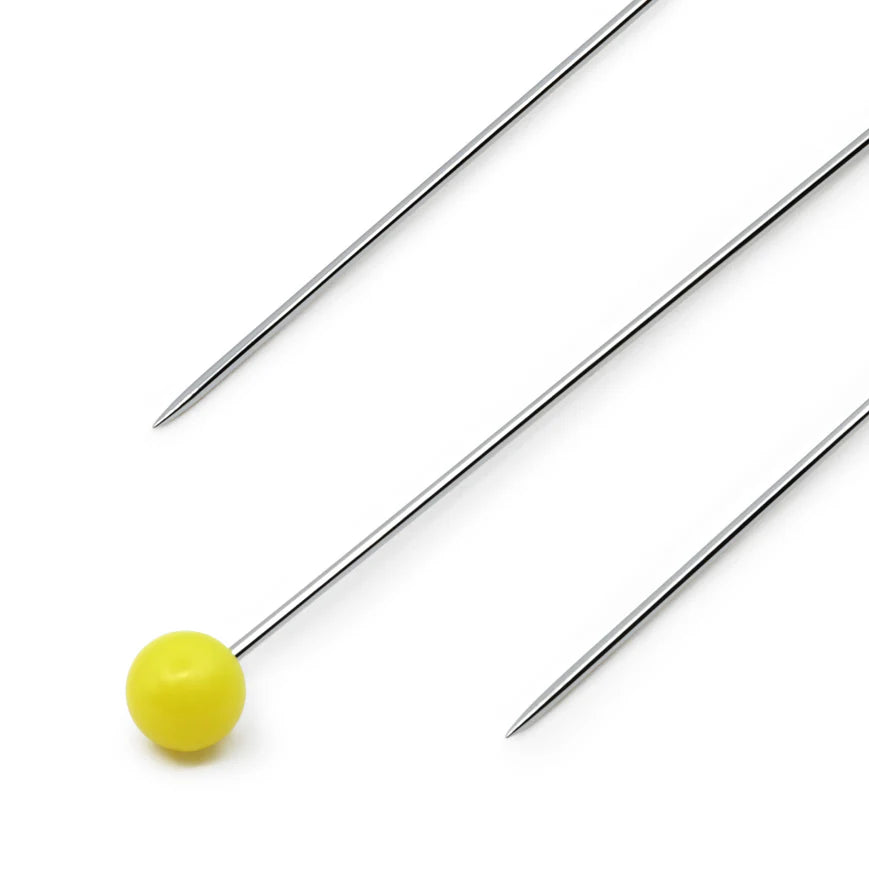 1-3/4" Quilter's Pins with Reusable Storage Box, 175 Count, Yellow, Extra-Long Steel